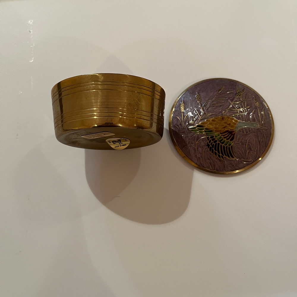 Vintage Penco Brass and Enamel Trinket Keepsake Box-Bird Design - Picture 5 of 8